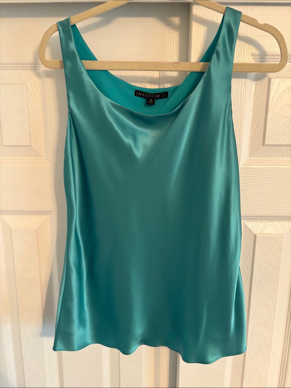 Lafayette 148 New York Teal 100% Silk Camisole Size 10